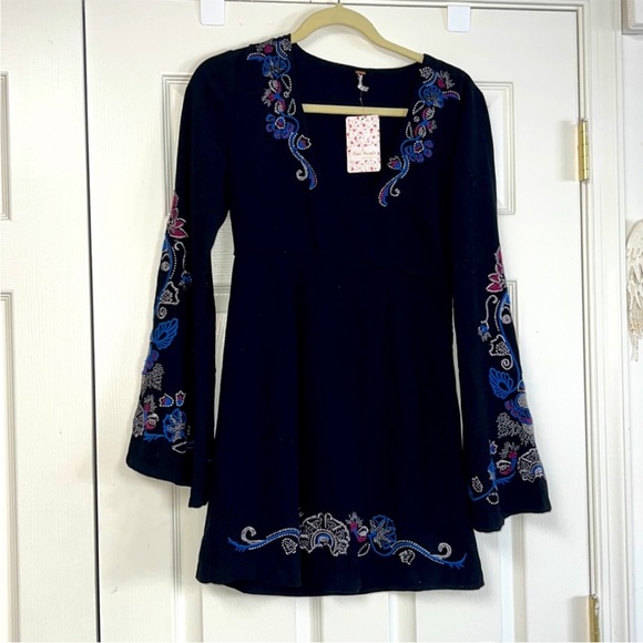HOST PICK!!!  Free People black dress with embroidered design - Picture 4 of 8